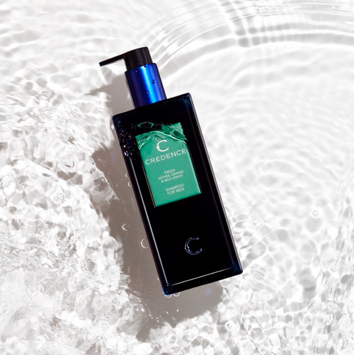 Credence Fresh men's shampoo bottle with vetiver orange and wild lemon scent 300ml"